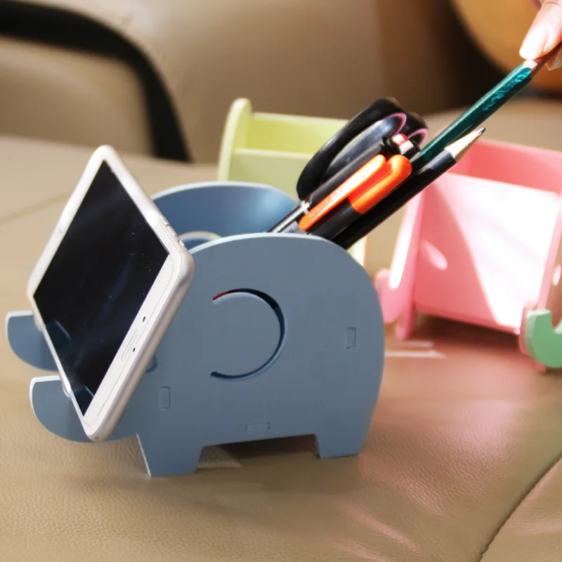 

1 Pcs Lovely Wooden Cute Students Elephant Multi-functional Storage Manual Assembly Pen Holder Bracket Office Supplies