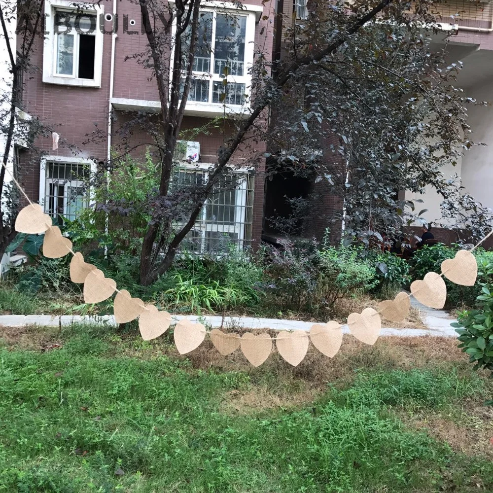 400 см 15 флагов джутовая ткань баннеры флажки в форме сердца винтажные Свадебные