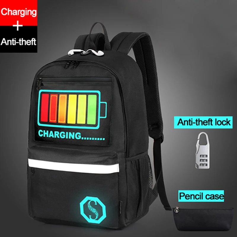 

3D Cartoon Luminous Backpack Schoolbag Prints School Bag Set For Teenager Girls Student School Backpack Kids Children Bookbags