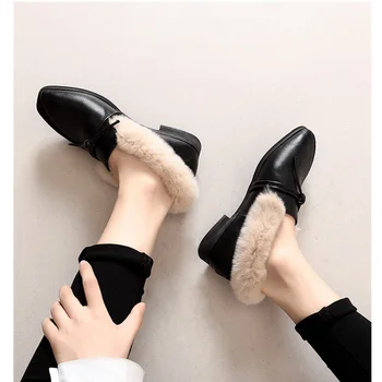 

Women flats winter shoes fashion warm falts faux fur ladies shoes zapatos de mujer chaussures femme sapato feminino ladies flats