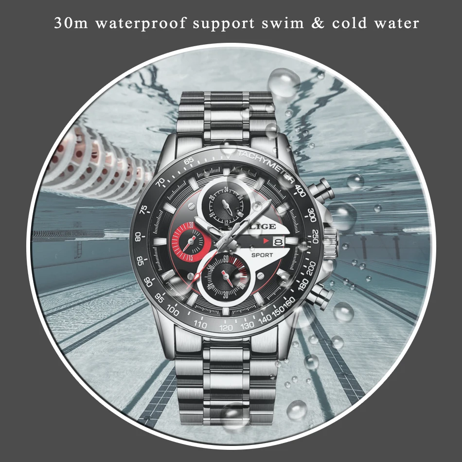 LIGE мужские спортивные кварцевые часы мужские топ брендовая люксовая дизайнерская Военная часы хронограф мужские модные часы Relogio Masculino Дата