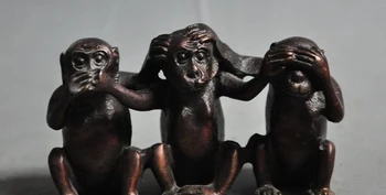 

chinese fengshui bronze copper Cute Naughty zodiac three monkeys animal statue