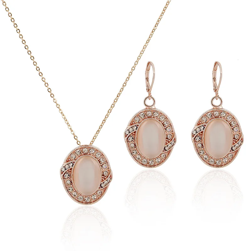 2019 New Arrive Gold Color Opal Jewelry Sets for Women With Wedding