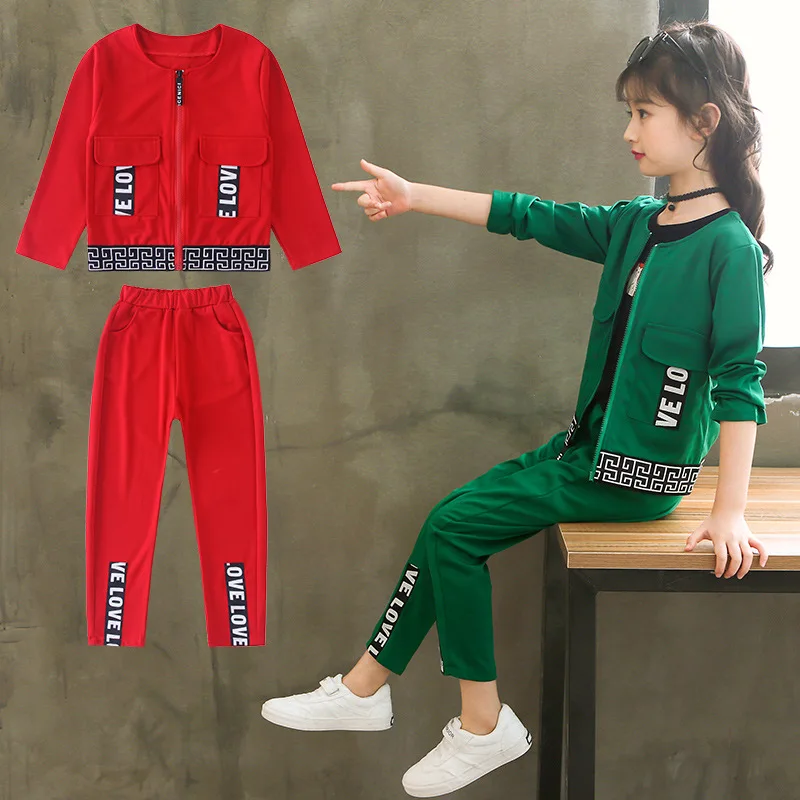 

Teenage Girls Clothes Set 2018 Autumn Long Sleeve Outwear Coats + Pants Back To School Outfits Toddler Girls Clothing Sets 10 12