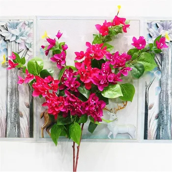 

5P Fake Long Stem Bougainvillea (2 stems/piece) Simulation Lobular Bougainvillea for Home Wedding Decorative Artificial Flowers