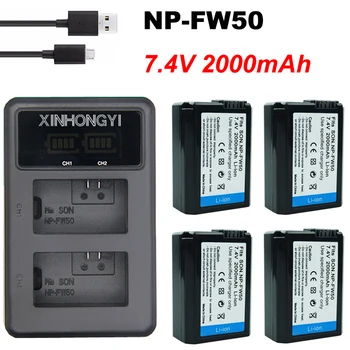 

2000mAh NP-FW50 NP FW50 Battery + LED USB Dual Charger for Sony Alpha a6500 a6300 a7 7R a7R a7R II a7II NEX-3 NEX-3N NEX-5