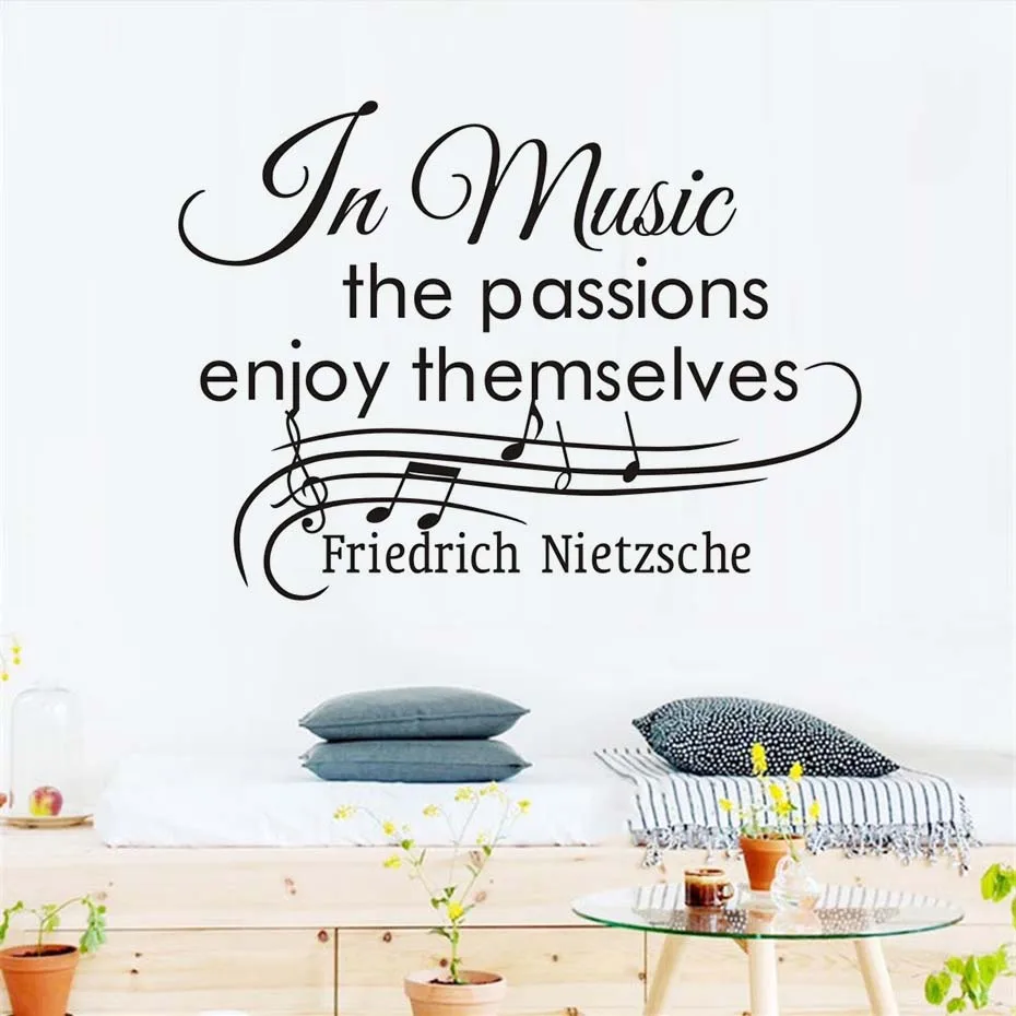 DCTOP In Music The Passions Enjoy Themselves Wall Stickers Musical Note Home Decor Removable Vinyl Living Room Decals | Дом и сад