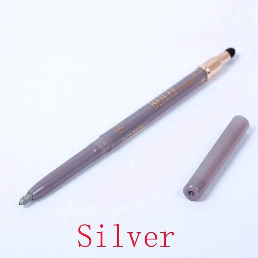 silver Hot Sale 2 In 1 Eyeliner Eye Shadow Pen Sponge Waterproof Eyeliner Pencil Eye Shadow Liner Makeup Pen Cosmetic Makeup Tools - Цвет: silver