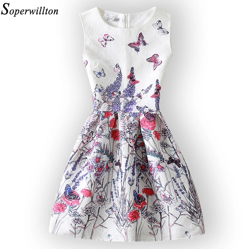 

New 2018 Summer Women Dresses Print Butterfly Sleeveless Casual Dress Vestido De Festa Ladies Vintage Plus Size Women's Clothing