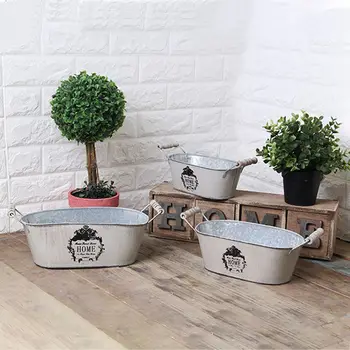 

American retro old iron flower bucket garden flower shop flower pot ornament dry flower vase flower arrangement barrel shootin