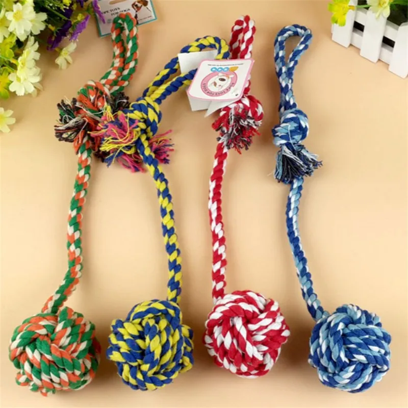 Cotton Dog Rope Toy Knot Puppy Chew Teething Toys Teeth Cleaning Pet