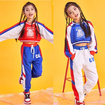 

New Style Jazz Dance Clothes Hip-hop Girl's Performance Clothes Practice Stage Costume Sport Navel exposed Suit BL1032