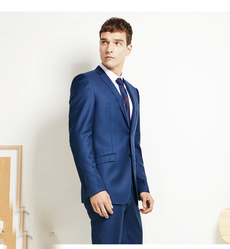 Elegant Navy Blue Fashion Business Suit Groom Designed Wedding Suit Prom Party Suits Slim Fit for Men Notch Lapel 2 Pieces Elegant Navy Blue Fashion Business Suit Groom Designed Wedding Suit Prom Party Suits Slim Fit for Men Notch Lapel 2 Pieces