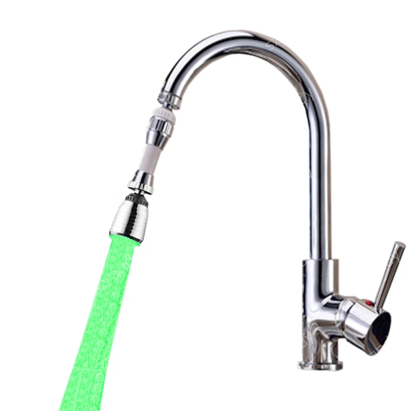 Single Green Color LED Kitchen Sink Faucet Sprayer Nozzle in Bibcocks