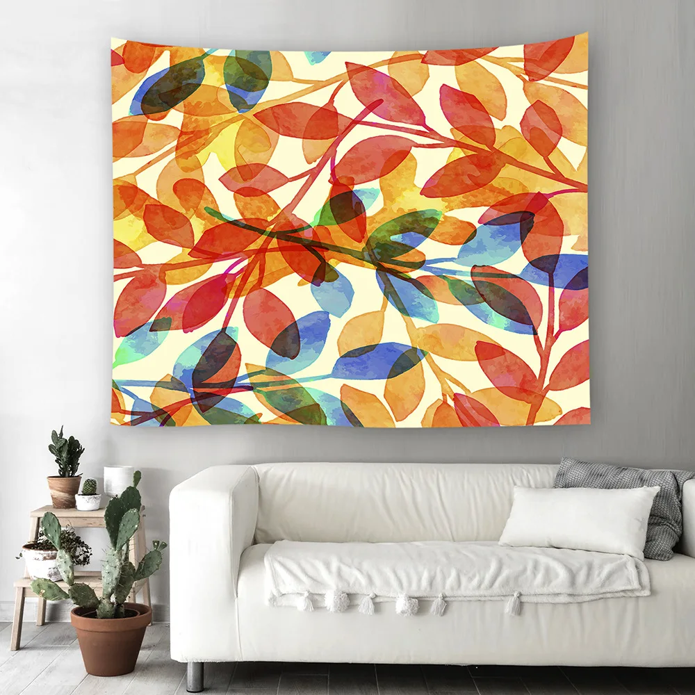 Color Block Leaf Home Tapestry Wall Hanging Wall