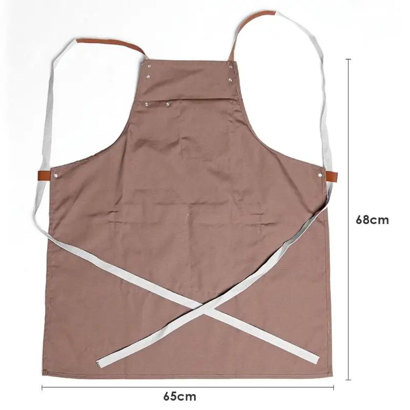 A-Light Brown Модный парусиновый передник Регулируемый Для мужчин Для женщин Кухня шеф-повар Ресторан Пособия по кулинарии выпечки платье-сарафан с карманом Кухня аксессуары - Цвет: A-Light Brown