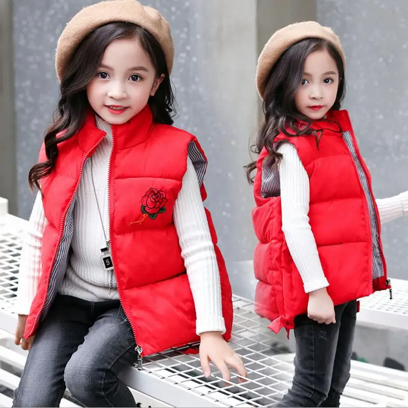 

2018 Kids Autumn fashion Winter Vest Girls Thicken Cotton Ruffle Collar Coat Children Clothes Girls Casual Vest
