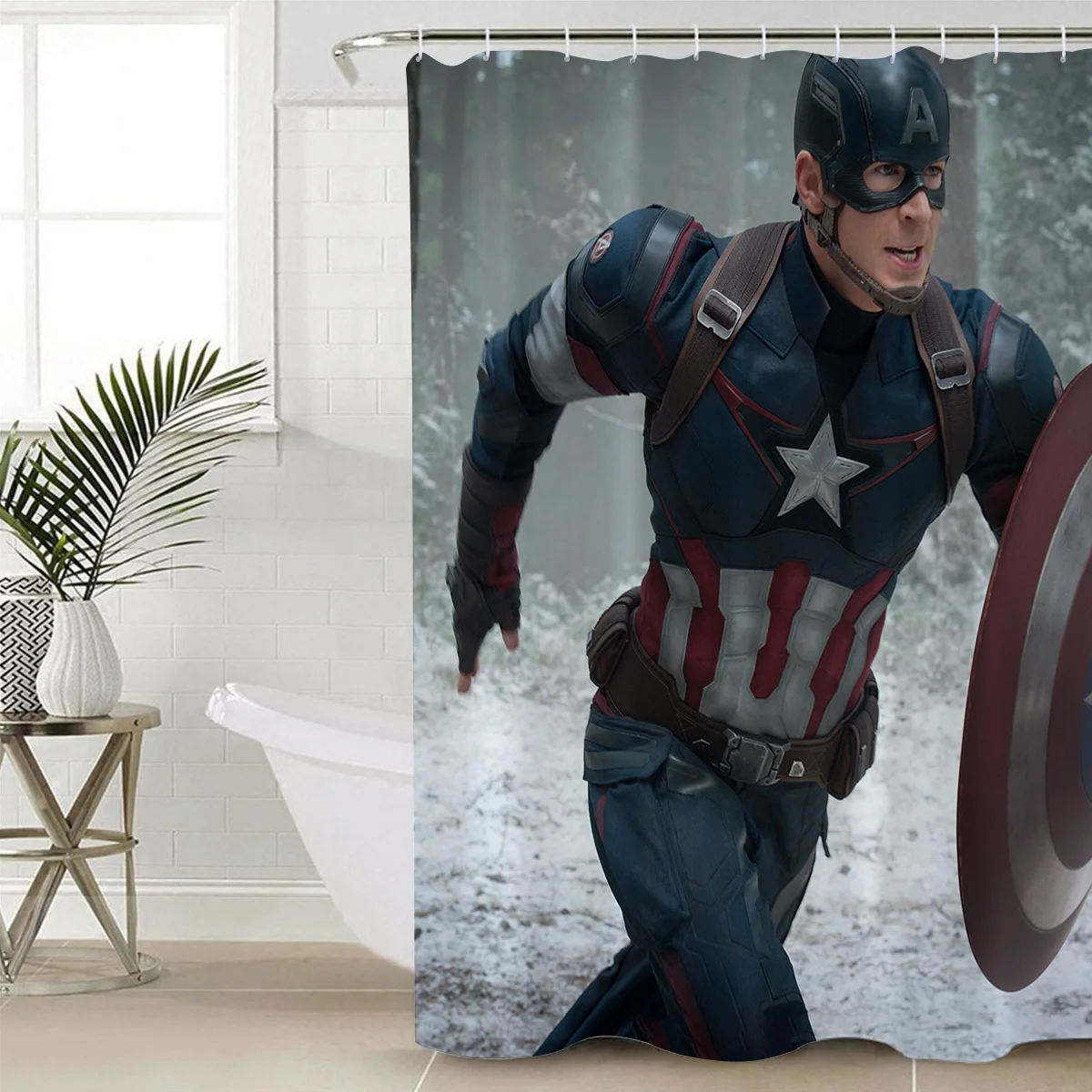 Супергерой из фильмов Endgame Капитан Америка Душ шторы коврики полиэстер ткань с 12 Крючки водостойкий