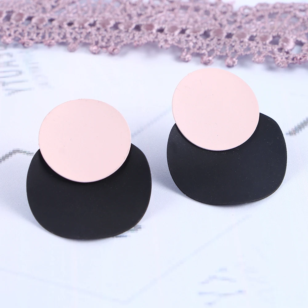 

Fashion Women Jewelry Fake Flower Drop Earring Round Charms Pink Black Multiple Layers Dangle Earrings Girl Ear Drop Gift ES6042