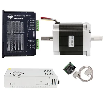 

Stepper Motor 1Axis Nema 34 dual shaft 878ozin 34HST9805-02B2 Driver D860MA 200W/60V CNC Mill Robot Foam Plastic Metal