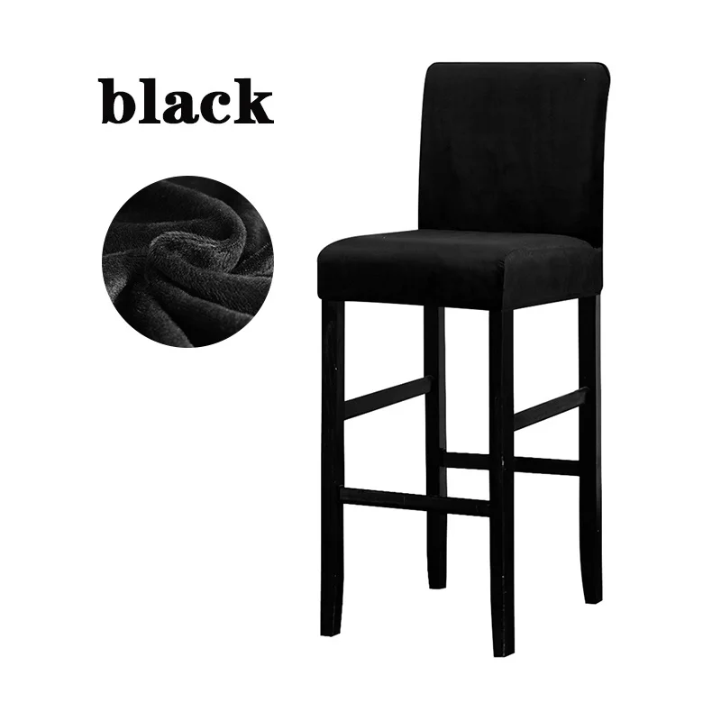 Эластичный Бархатный Чехол для барного стула, защитный чехол для стульев, чехол для банкета, свадьбы, вечеринки, столовой - Цвет: black