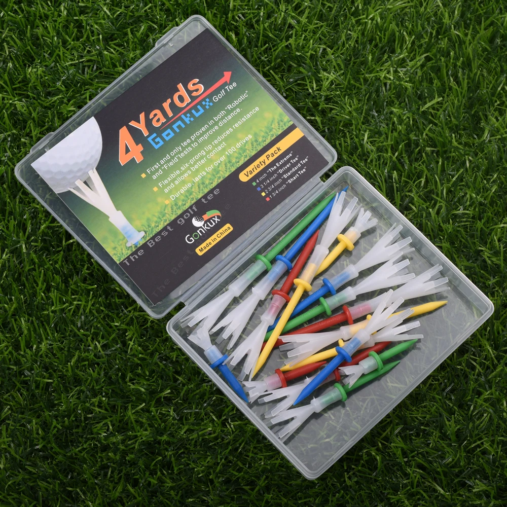 16pcs/Set Mixed Color Golf Tee 4 Yards Gonkux Tee 4x Variety Four Pack 4 of 16 Tees Driver Golf Accessory 4Size Golf Ball holder 5