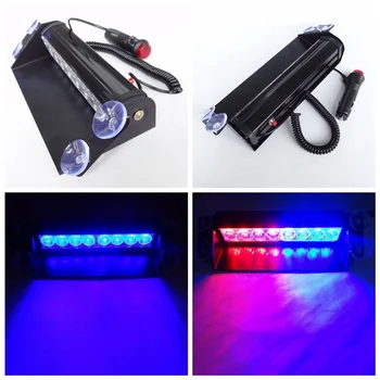 

New Car 8 LED 8LED Red/Blue Police Strobe Flash Light Dash Emergency Flashing Light Warning Lamp
