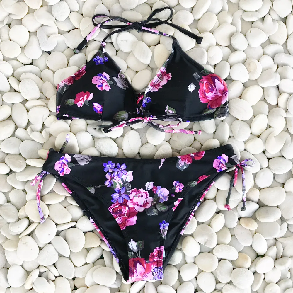 Cupshe Eternal Summer Print Bikini Set Mid waisted Swimsuit Bathing