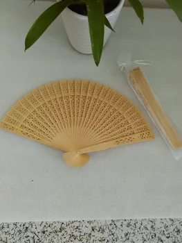

120PCS/lot Hollow Out Sandalwood Folding Hand Fan Unique Wedding Favors And Gifts For Guests