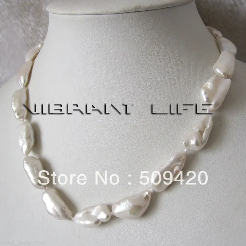 

Free Shipping >>17.5" 6-10mm White Pipa Freshwater Pearl Necklace