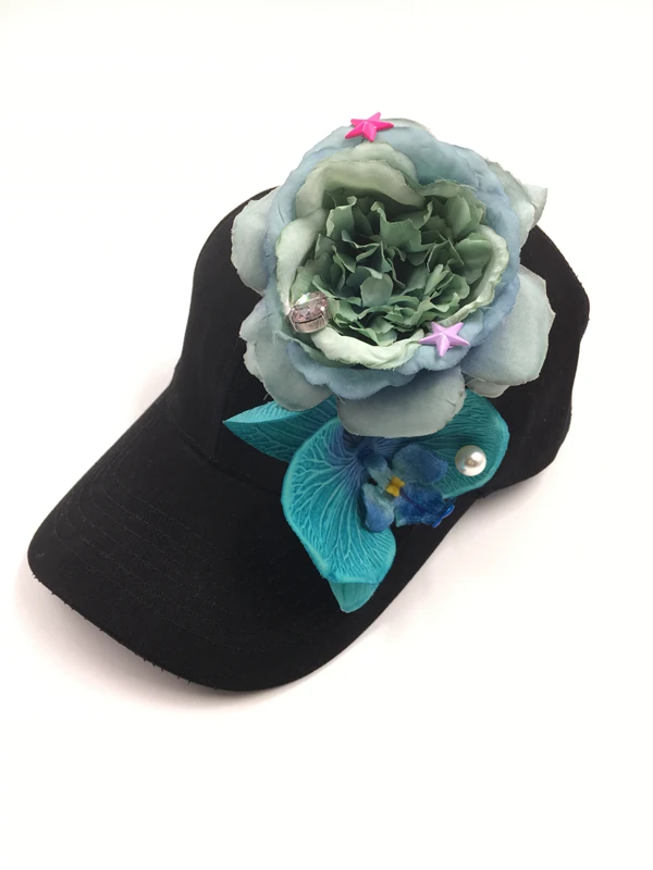 C17912 модные большие кепки с цветами Морская звезда и жемчуг шапочка с украшением эластичные хлопковые шляпы для девочек для женщин