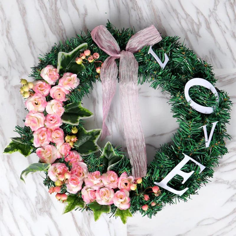 Artificial Rose Flower Wreath Door Threshold Flower DIY Wedding Home Party Event Floral Garland Christmas Thanks Giving Decor