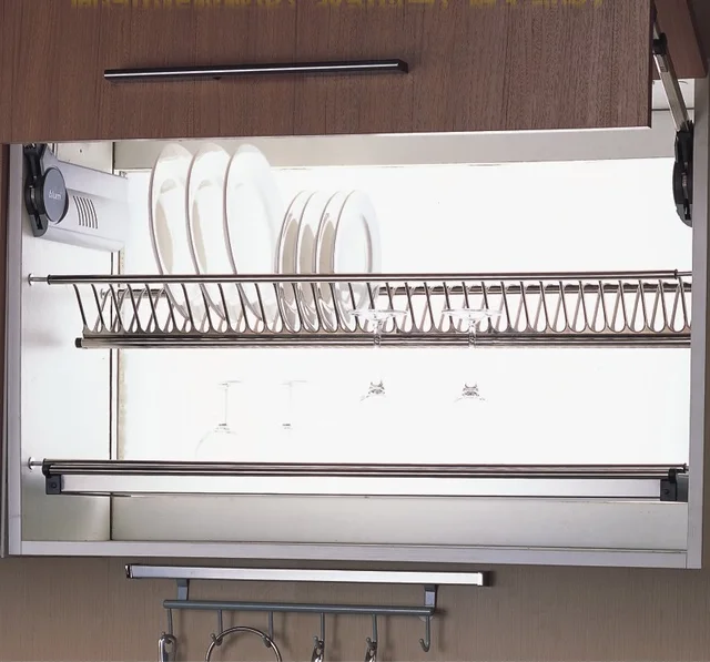90cm Wall Kitchen Cabinet Cupboard 2 Tier 304 Stainless Steel Plate 90cm Wall Kitchen Cabinet Cupboard 2 Tier 304 Stainless Steel Plate Bowl Cup Drying Rack