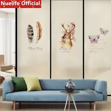 60x100 см с рисунком лося из перьев бабочки электростатического стеклянная пленка туалет для офиса, кухни, оконные сплошные двери офиса Непрозрачное стекло пленка N4