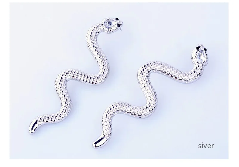 Новые стильные серьги-гвоздики персональные преувеличенные золотые хрустальные серьги из сплава в виде змеи ювелирные изделия серьги в виде животных