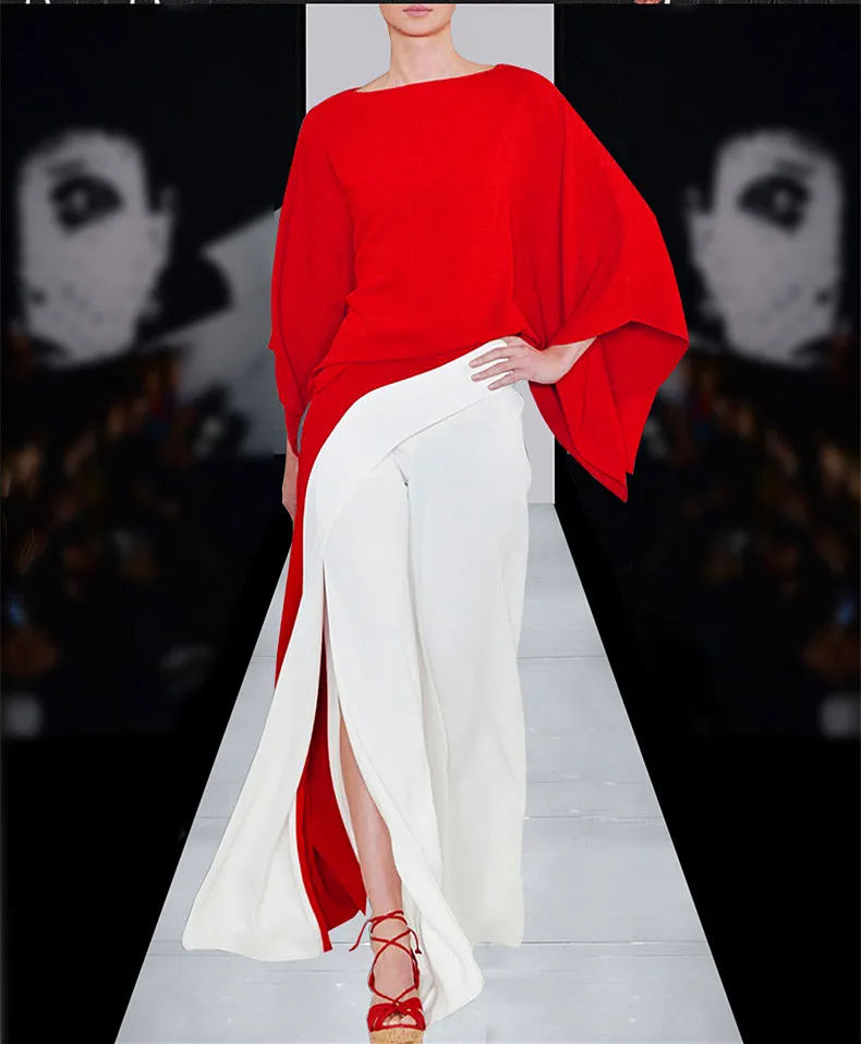 Zien Oranje 2017 Nieuwe Zomer Herfst Ensemble Femme Pak Vrouwen Hot Rode Korte Blouse & Witte Broek 2 Stuk Set vrouwen Zien Oranje 2017 Nieuwe Zomer Herfst Ensemble Femme Pak Vrouwen Hot Rode Korte Blouse & Witte Broek 2 Stuk Set vrouwen