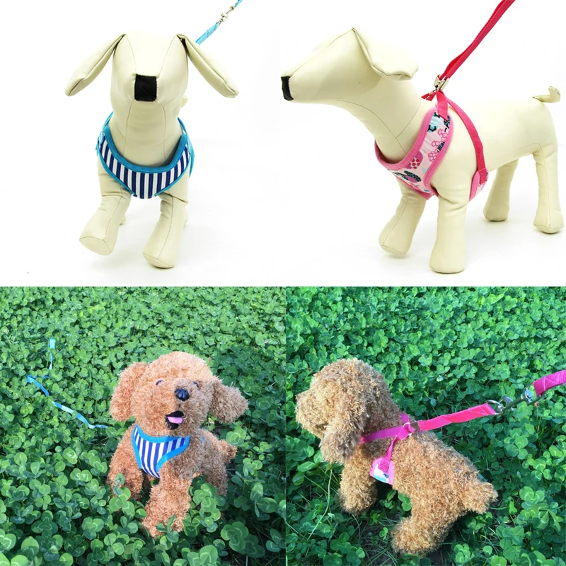

Pet Dog Cat Harness Collar Leash Set Puppy Breathable Small Dog Vest Chest Strap Walking Dogs Supplies