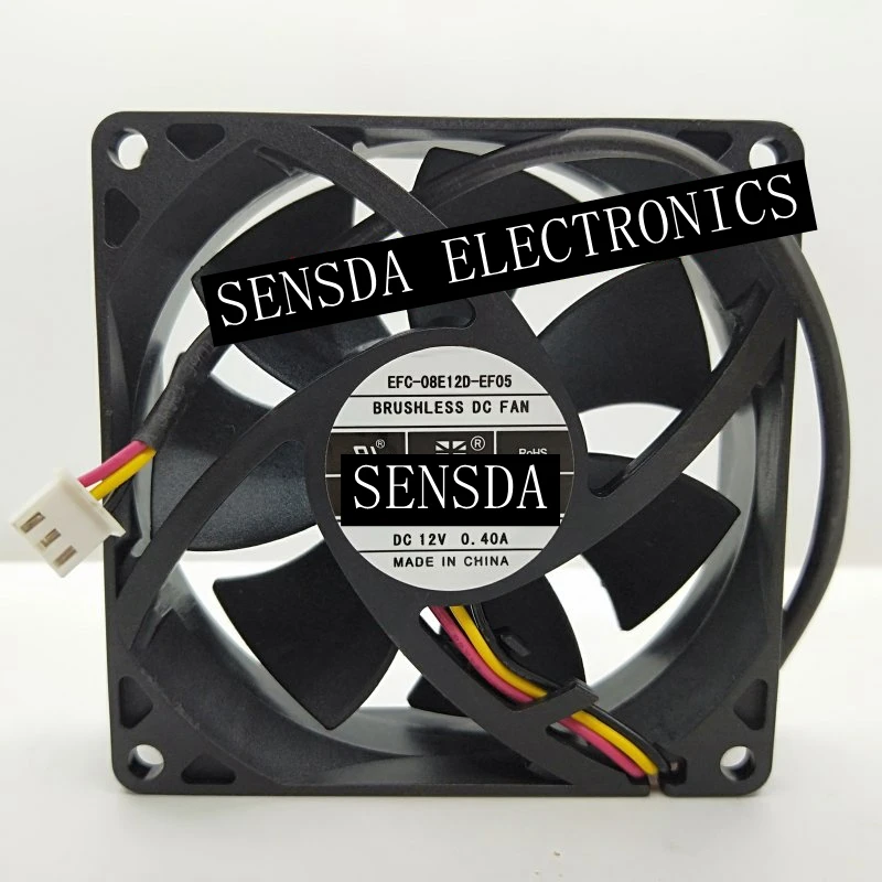 Inversor de Elevador de Três Fios Ventilador de Refrigeração Rolamento de Esferas Duplo Modelo Efc08e12d-ef05 8cm 80 mm dc 12v 0.40a 80x25 mm Novo e Original - Imagem 2