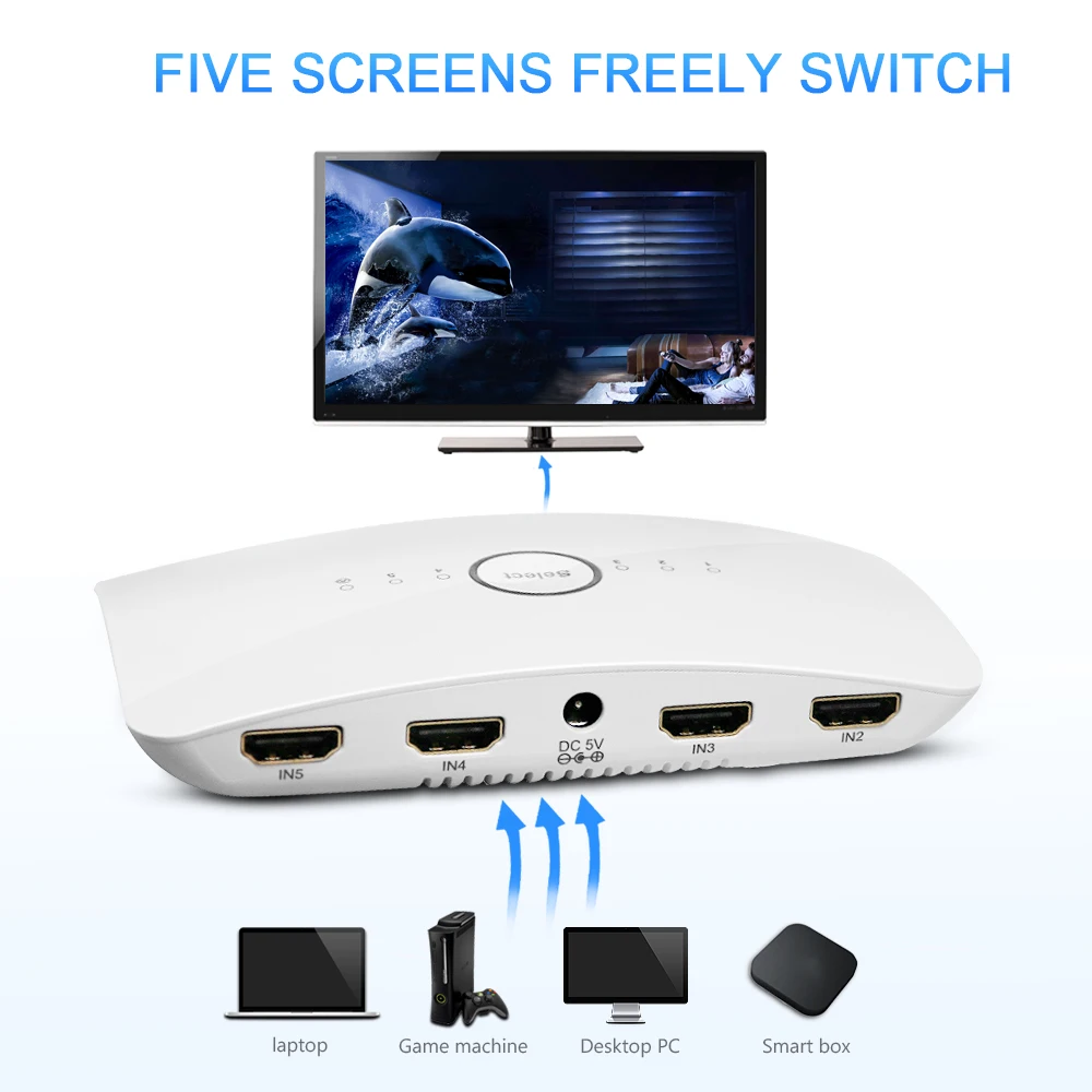 UHD 5 в 1 HDMI переключатель 2 0 4K HDR адаптер аудио экстрактор с ARC 5X1 для 320d HDTV PS4 PS3