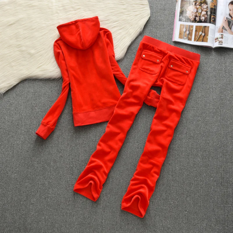 Spring / Fall 2020 Women'S Brand Velvet Fabric Tracksuits Velour Suit WomenTrack Suit Hoodies And Pants Size S - XXL 4