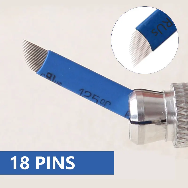 100 шт. синие 18 контактные иглы для перманентного макияжа бровей|needle blade|tattoo