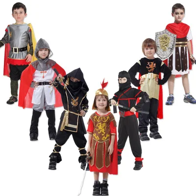 Детский Костюм Гладиатора для Хэллоуина, Пасхи, древний Римский Греческий воин, Греческий воин, костюм самурая для мальчиков, рыцарская одежда