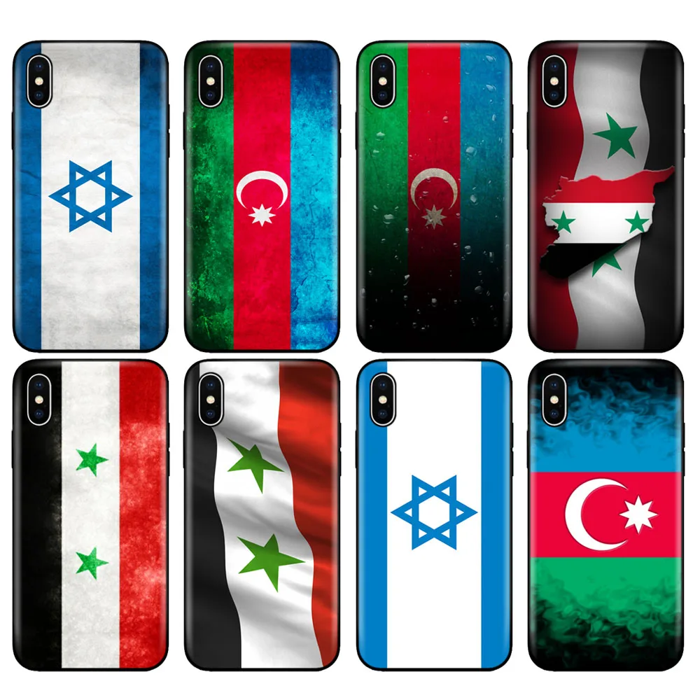

Black tpu case for iphone 5 5s se 6 6s 7 8 plus x 10 case silicone cover for iphone XR XS MAX case azerbaijan syria israel flag