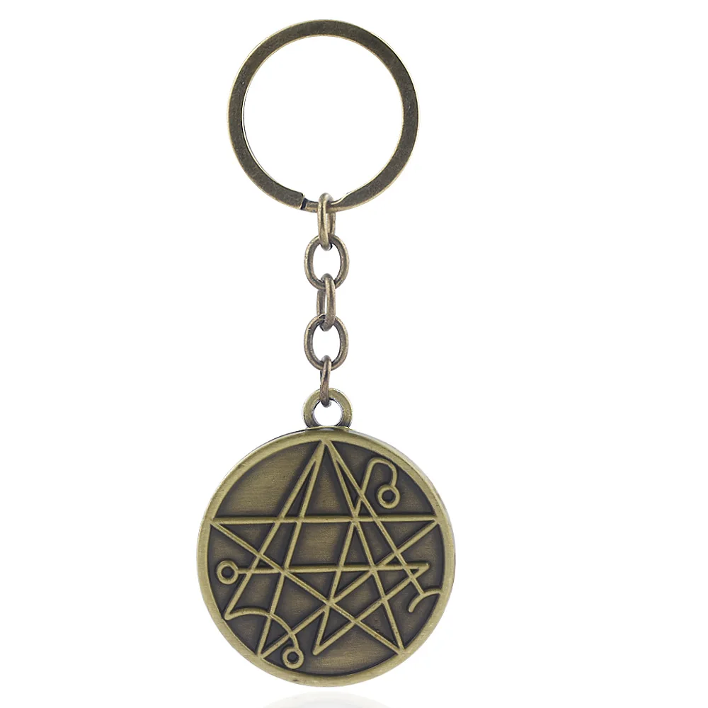 

Howard Phillips Lovecraft Cthulhu Mythos Keychain Keyrings Through The Gates of Silver Key Logo Metal Antique Bronze Chaveiro