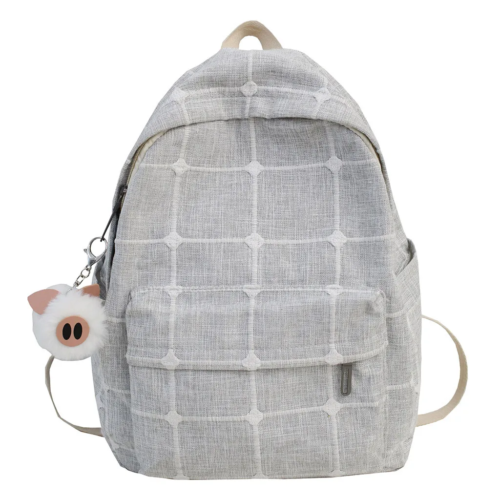 

ISHOWTIENDA Canvas Women Backpack Plaid Female Bag Large capacity School Bag Student Backpack Travel Rucksack Mochila Feminina