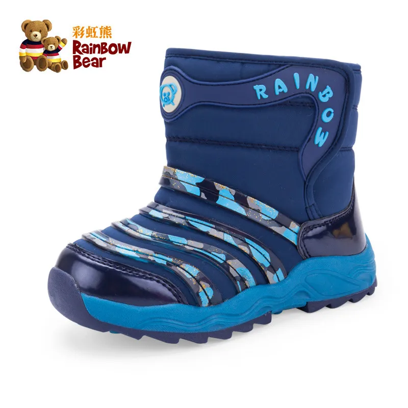 Теплые ботинки для девушек, бархатные зимние ботинки на мягкой нескользящей подошве, детская зимняя обувь# R8M2331& R8M0569 - Цвет: Dark Blue