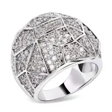 Nuevo 2017 Mujeres de la Marca de Lujo en Forma de Cúpula de La Boda Anillos de Calidad Superior Cubic Zircon Nupcial Accesorios de Latón de Cobre de aleación de anillo Grande