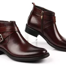 Мужские ботинки из натуральной кожи с двойной пряжкой, черные коричневые сапоги мужские короткие ботинки г. осенние военные ботинки ковбойские ботинки