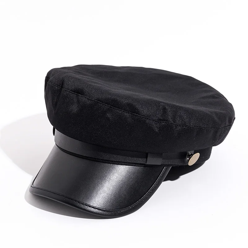 Винтаж Шапки для Для женщин Новая мода Военная Униформа шляпа Gorras planas Snapback шапки женский Casquette Защита от Солнца шляпа PU материалы - Цвет: B