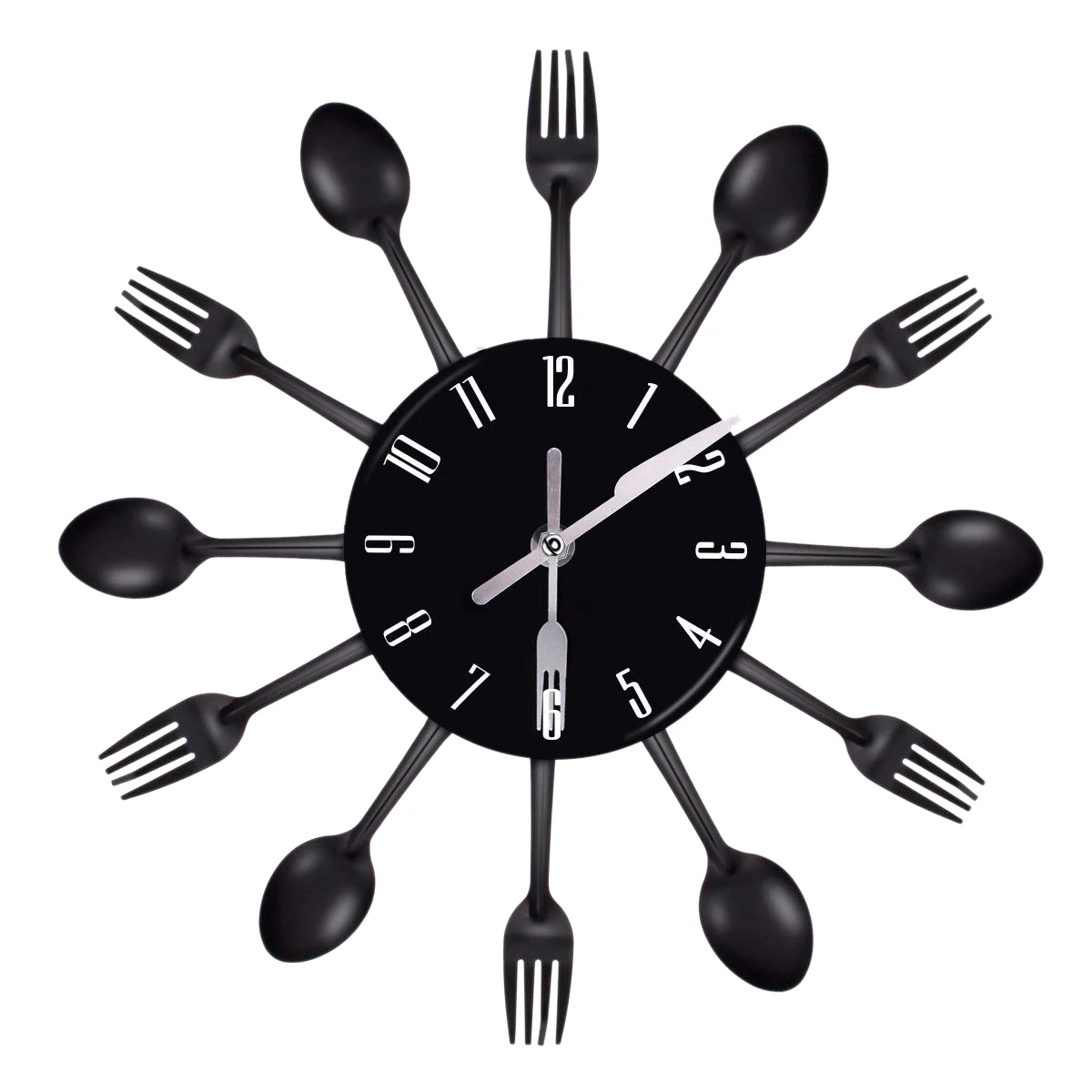 Home Decorations Noiseless Stainless Steel Cutlery Clocks Knife and